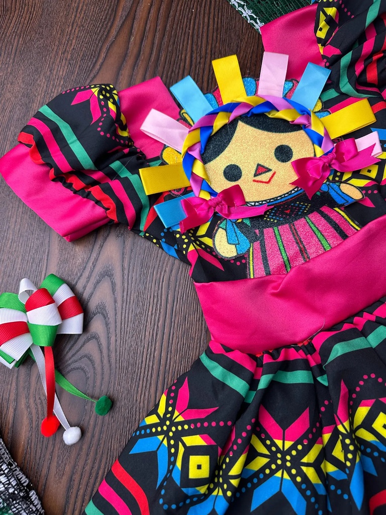 Vestido Mexicano Tipico Fiestas Patrias Colorido Para Niña