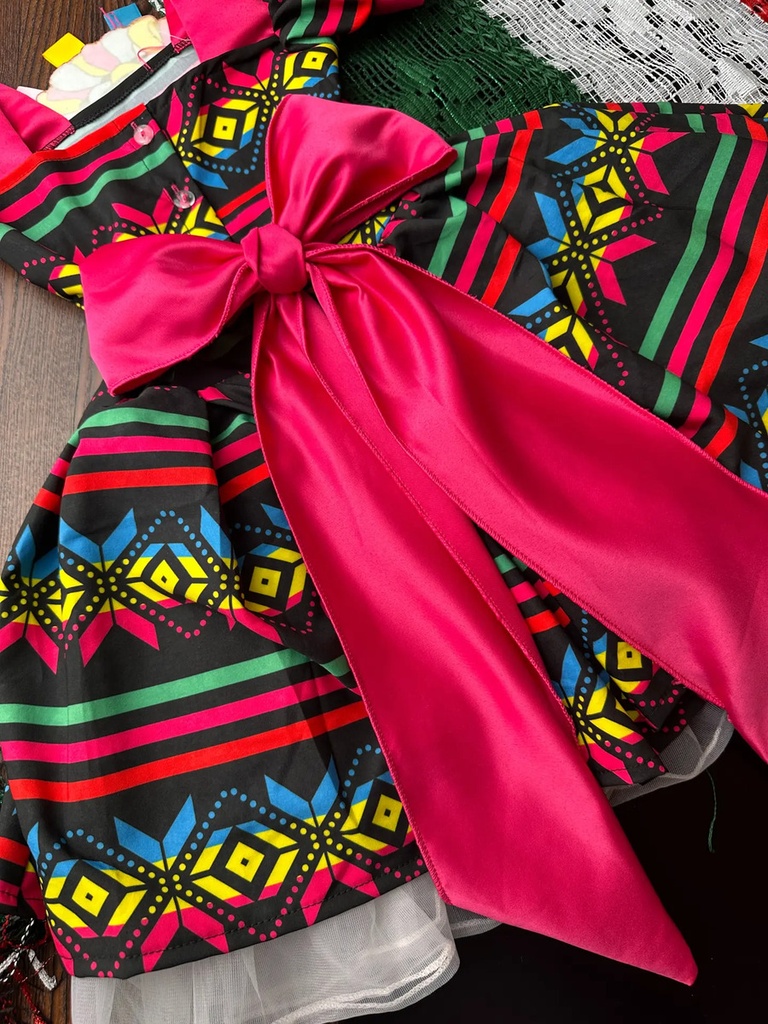 Vestido Mexicano Tipico Fiestas Patrias Colorido Para Niña