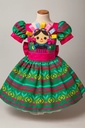 Vestido Mexicano Tipico Fiestas Patrias Colorido Para Niña