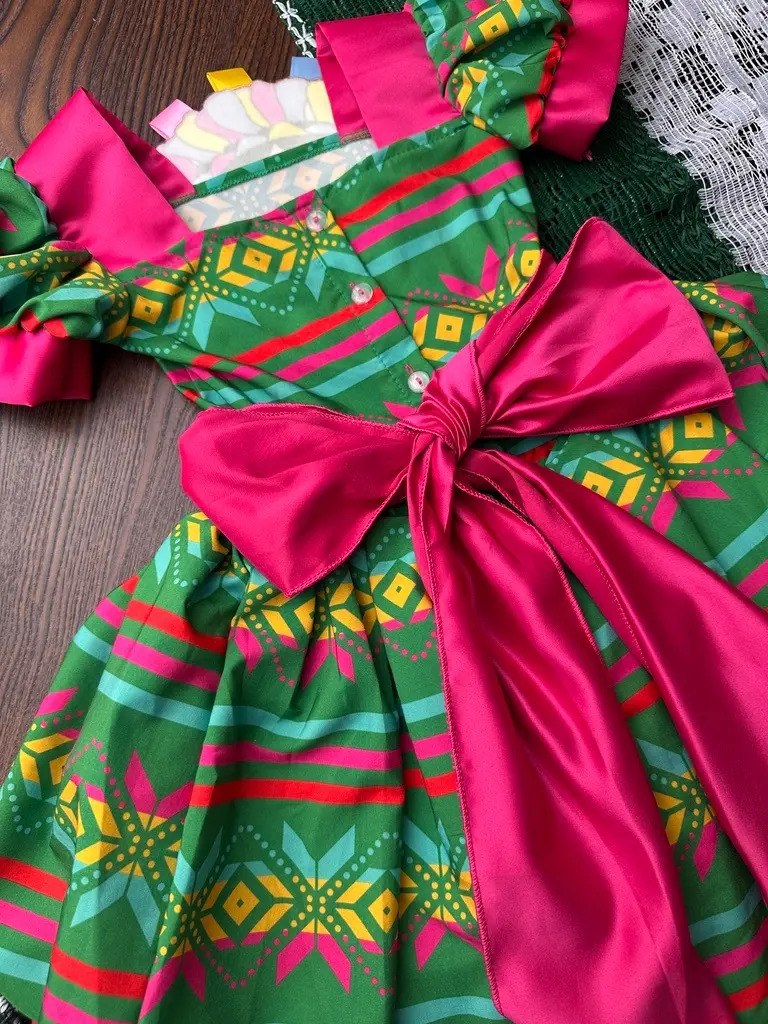 Vestido Mexicano Tipico Fiestas Patrias Colorido Para Niña
