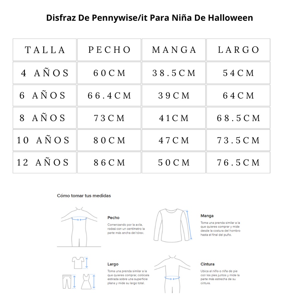 Disfraz De Pennywise/it Para Niña De Halloween 