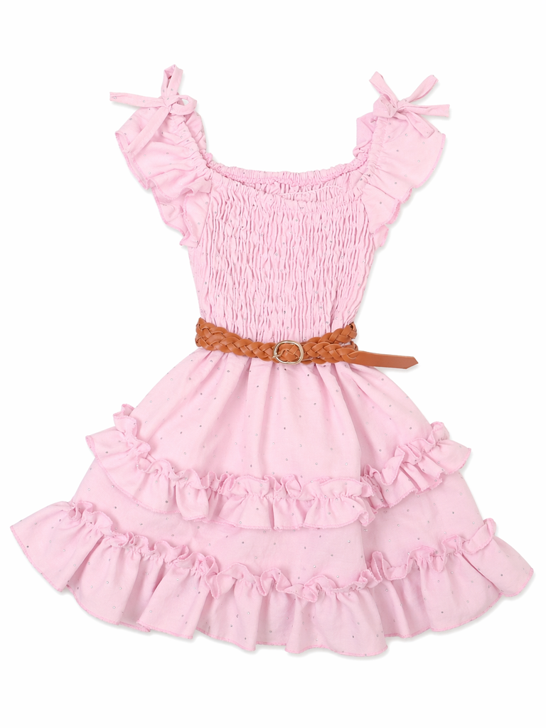 VESTIDO PIEDRITA CON MOÑO