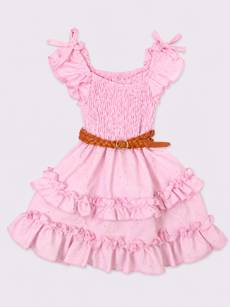 VESTIDO PIEDRITA CON MOÑO